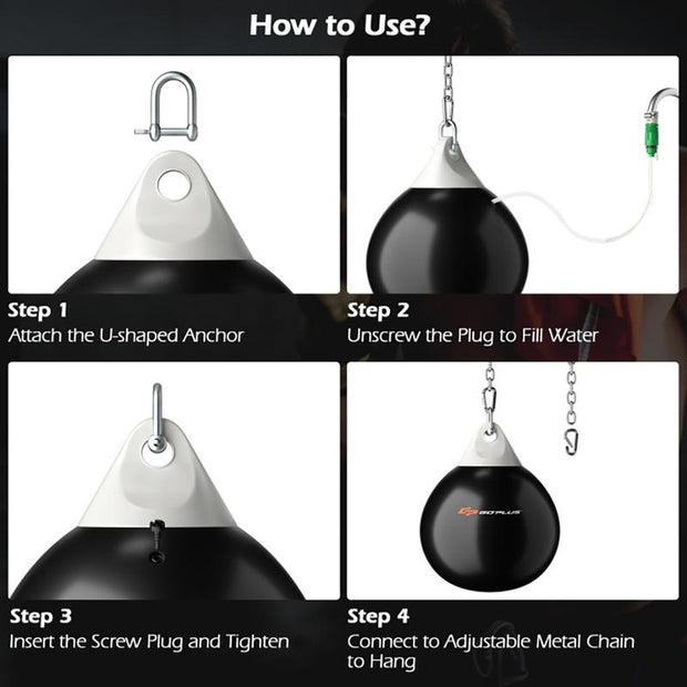 21 Inch Water Punching Bag with Adjustable Metal Chain Body Exercise Boxing Equipment
